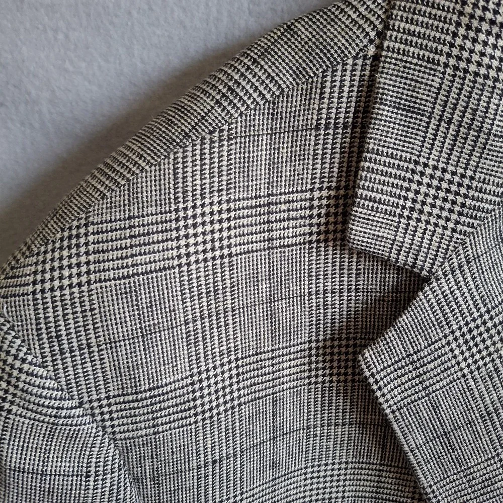 Oak Hill Men Blazer Jacket 3XL 54 56 Glen Plaid Houndstooth Linen Blend Coat